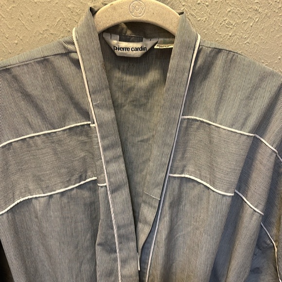 Pierre Cardin Striped Long Belted Pocket Bath Robe Sleepwear Men’s One Size - Picture 3 of 7